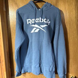 Reebok Blue and White Hooded Sweatshirt Gently Used Mens Large